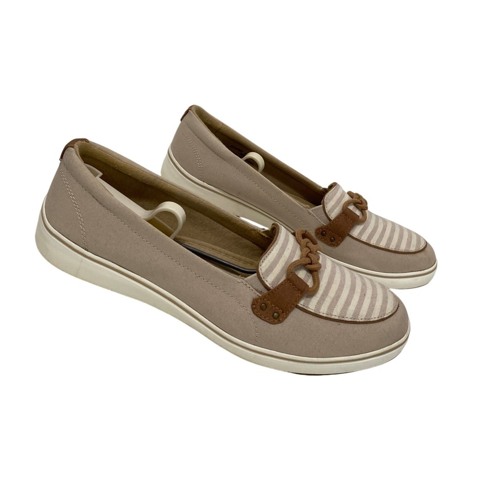 Grasshoppers Loafer Sneaker Women 10M Beige Striped Canvas Braided EF57897